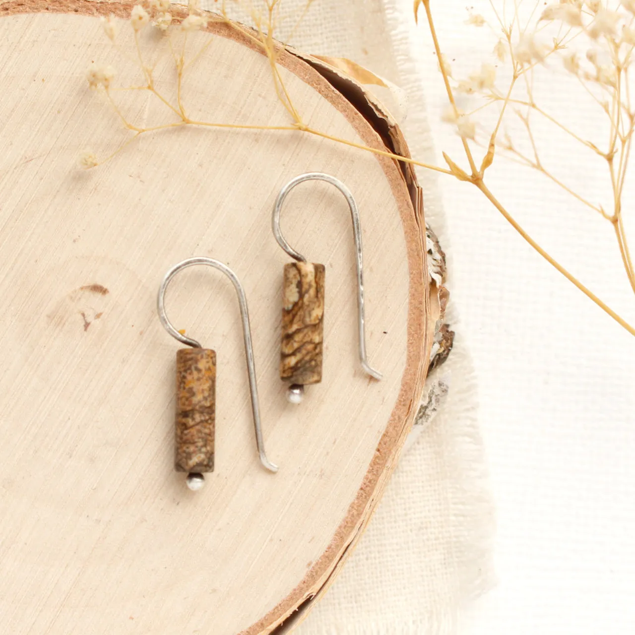Sydney Picture Jasper Lobe Hugger Earrings