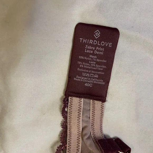 ThirdLove Zebra Print Lace Demi Bra 40C