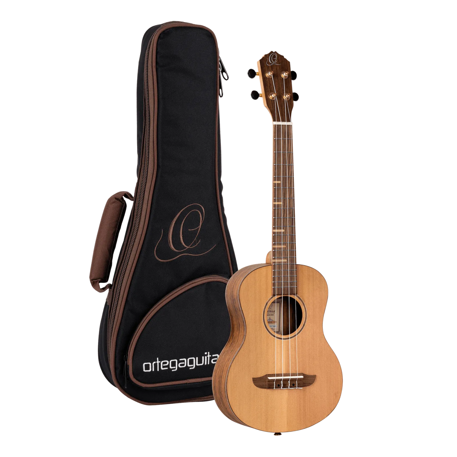Timber Series Tenor Ukulele - Solid Natural Cedar/Walnut Acoustic with Gig Bag