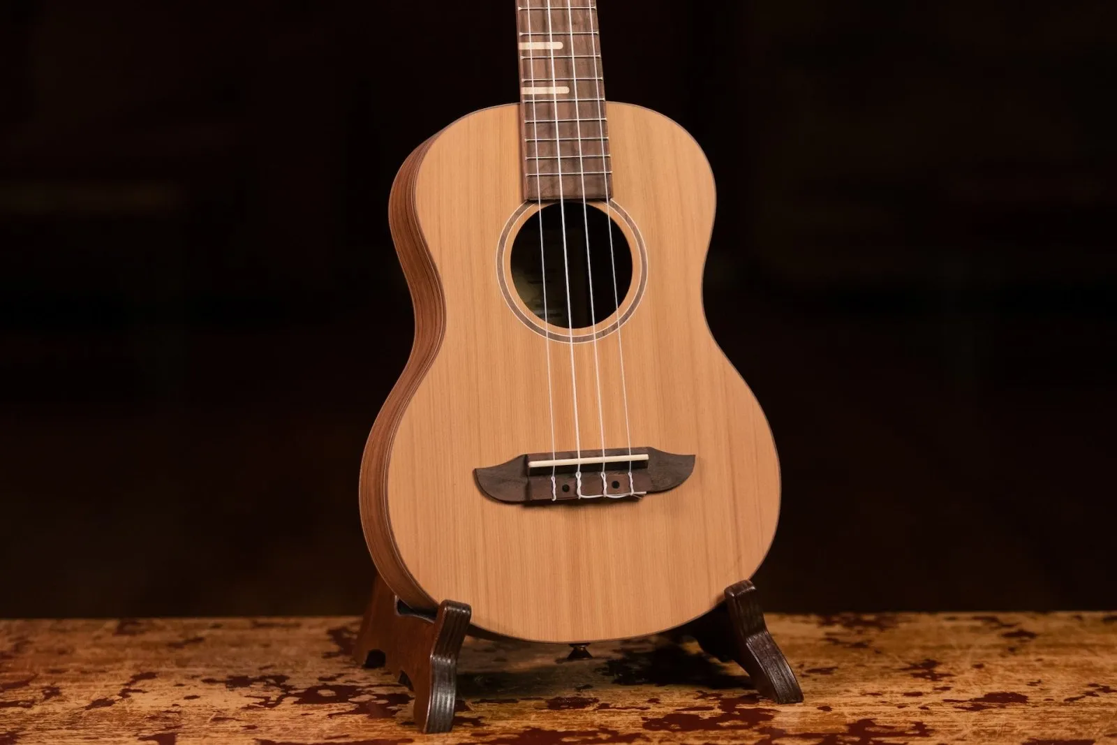 Timber Series Tenor Ukulele - Solid Natural Cedar/Walnut Acoustic with Gig Bag