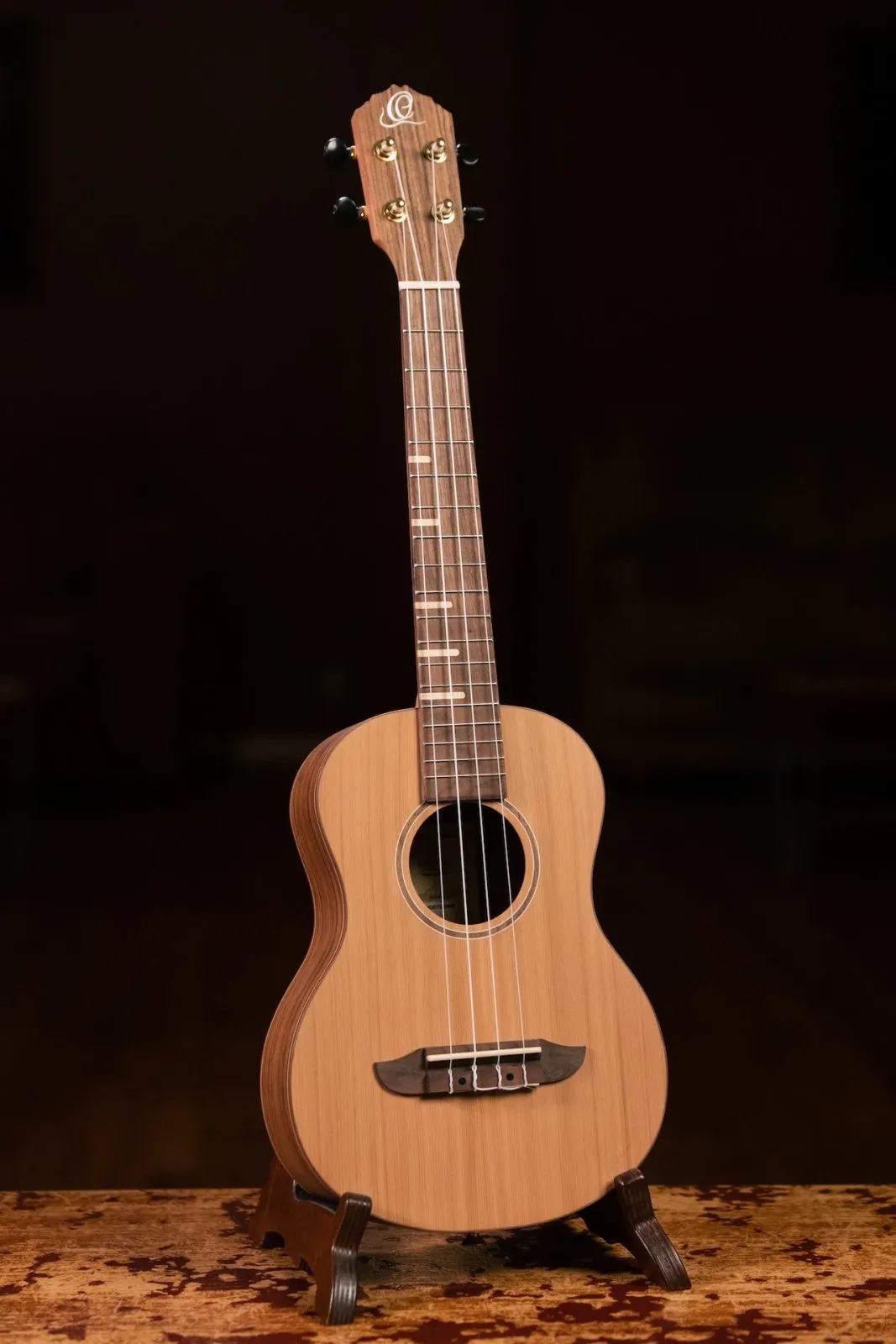 Timber Series Tenor Ukulele - Solid Natural Cedar/Walnut Acoustic with Gig Bag