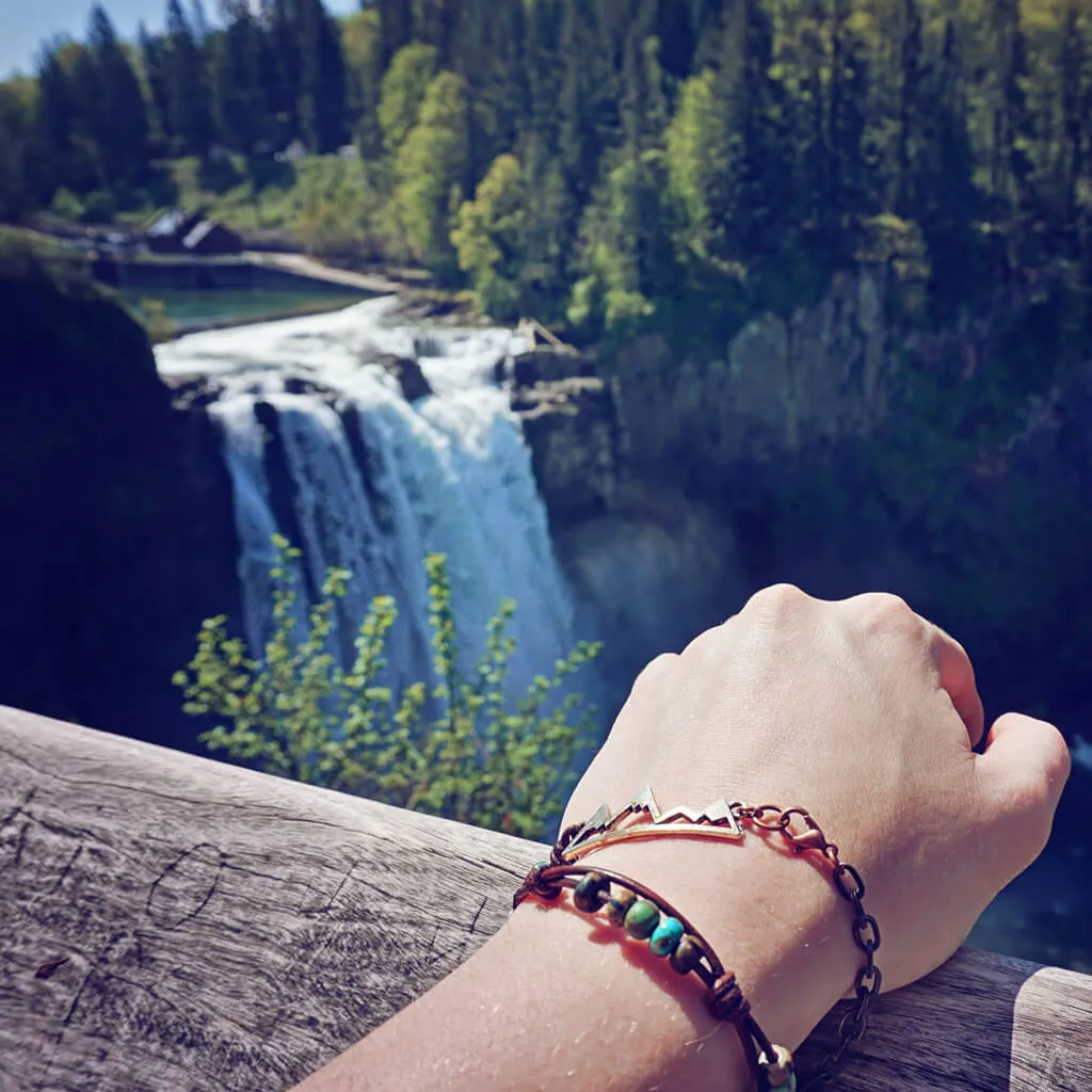 timberline // rustic mountain leather and chain wrap bracelet