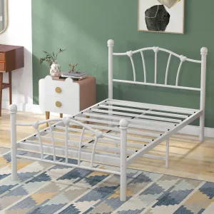 Twin Bed Frame for Kids with Heart haped Headboard and Tailboard No