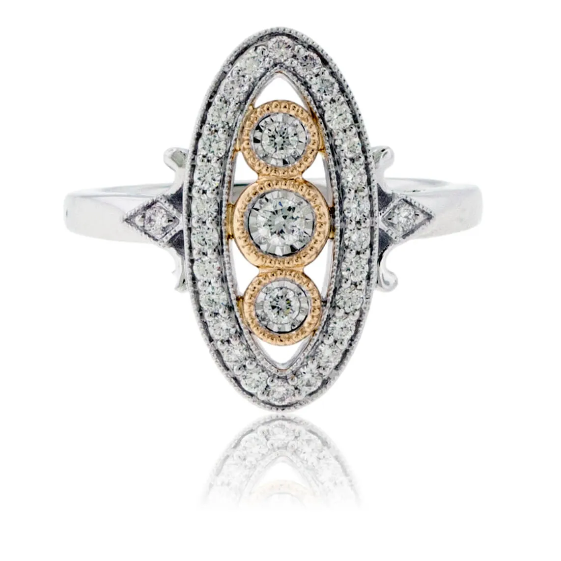 Two Toned Diamond Art Deco Style Ring