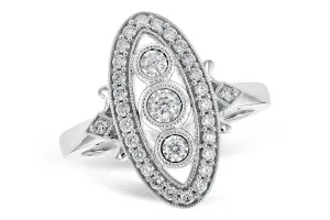 Two Toned Diamond Art Deco Style Ring