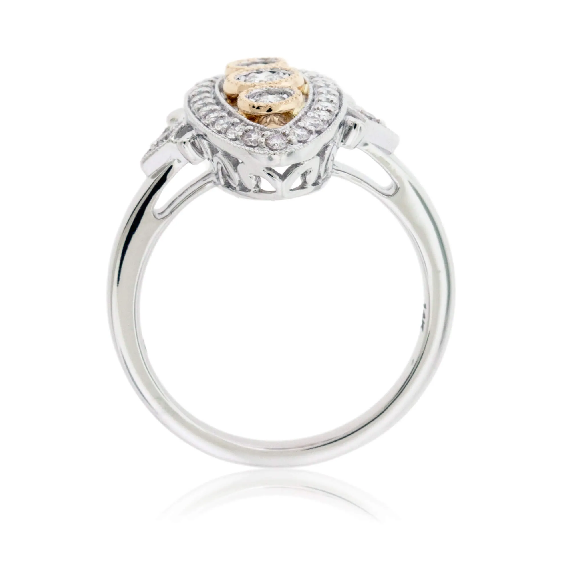 Two Toned Diamond Art Deco Style Ring