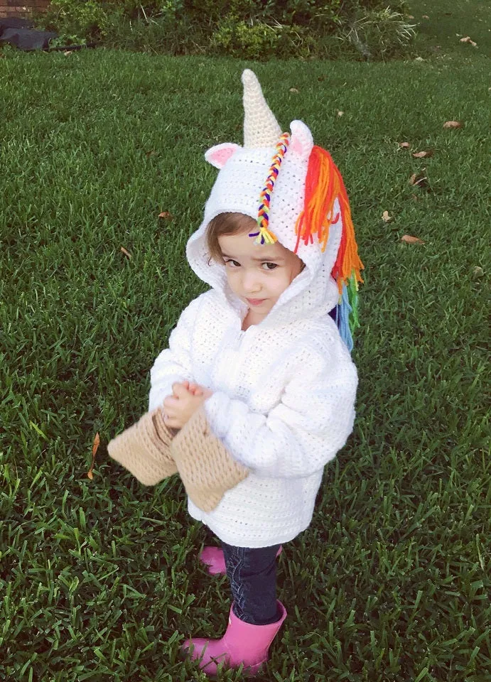 Unicorn Child's Hoodie Crochet Pattern