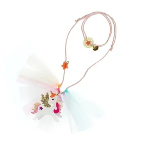 Unicorn Winged Coral Glitter Necklace