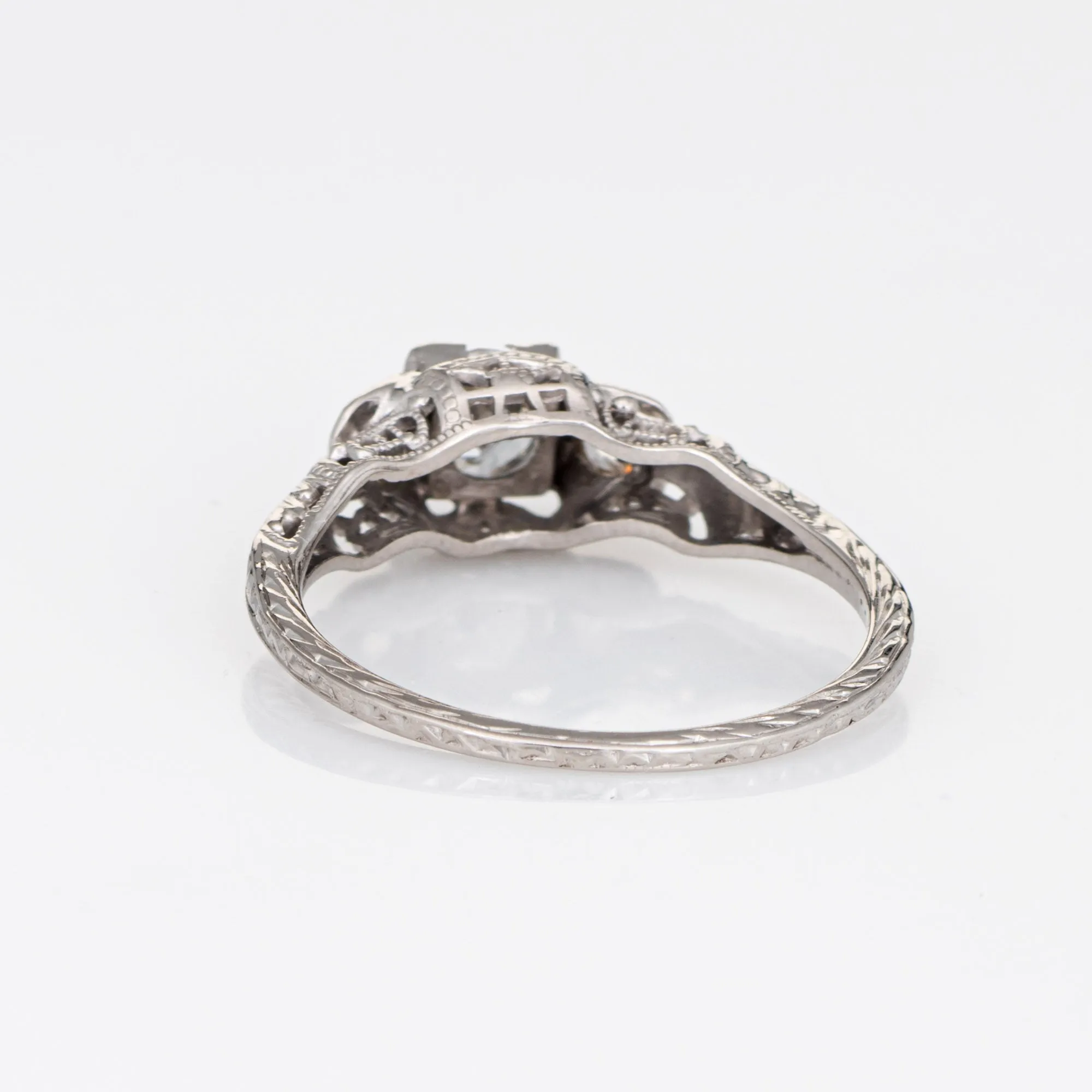 Vintage Art Deco Diamond Engagement Ring 18k White Gold Estate Fine Jewelry 6.5