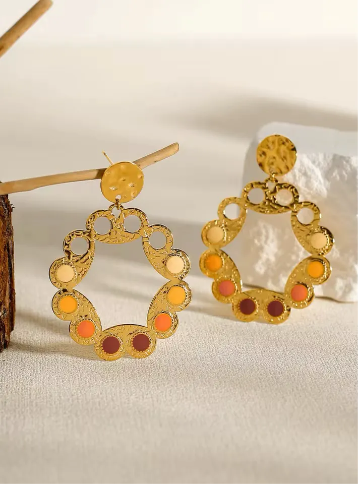 Vintage Gold Mosaic Earrings