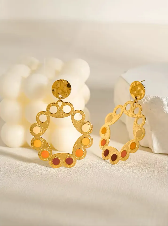 Vintage Gold Mosaic Earrings