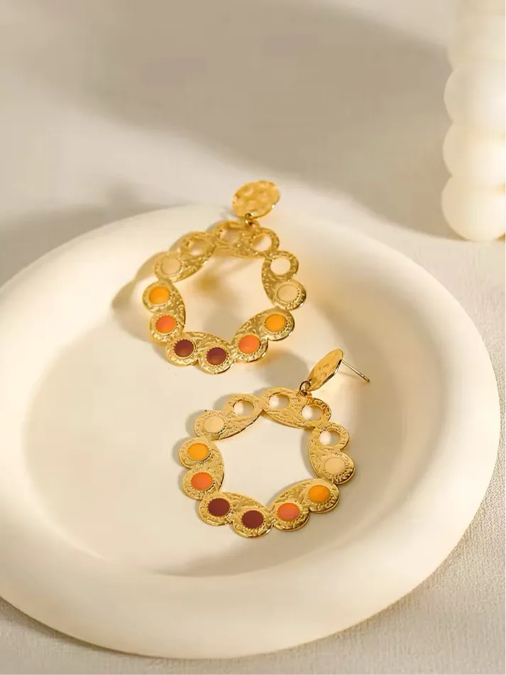 Vintage Gold Mosaic Earrings