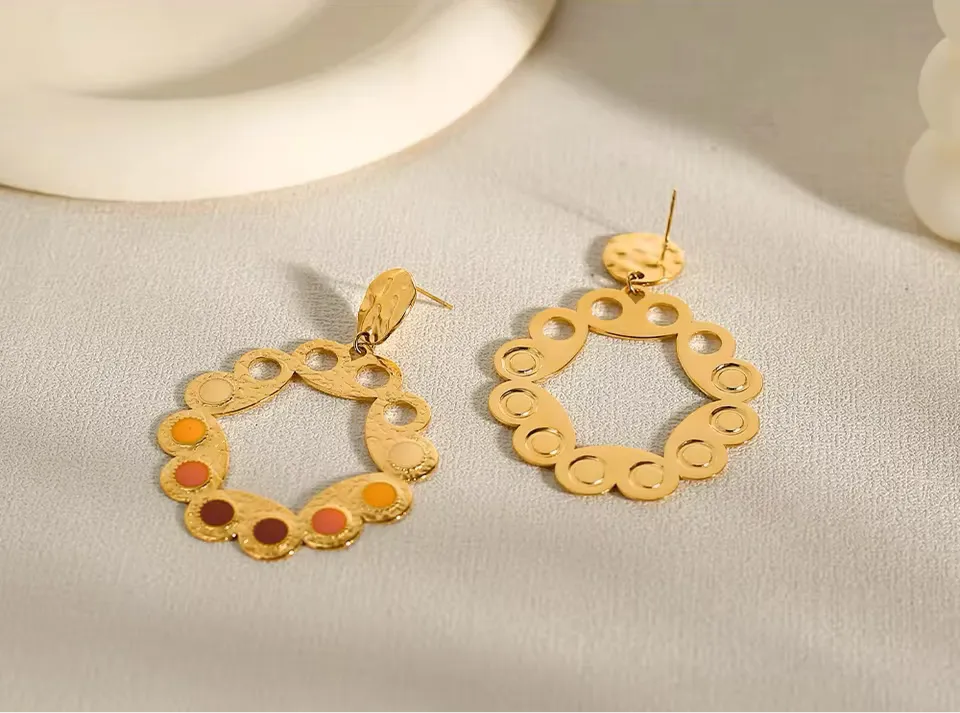 Vintage Gold Mosaic Earrings