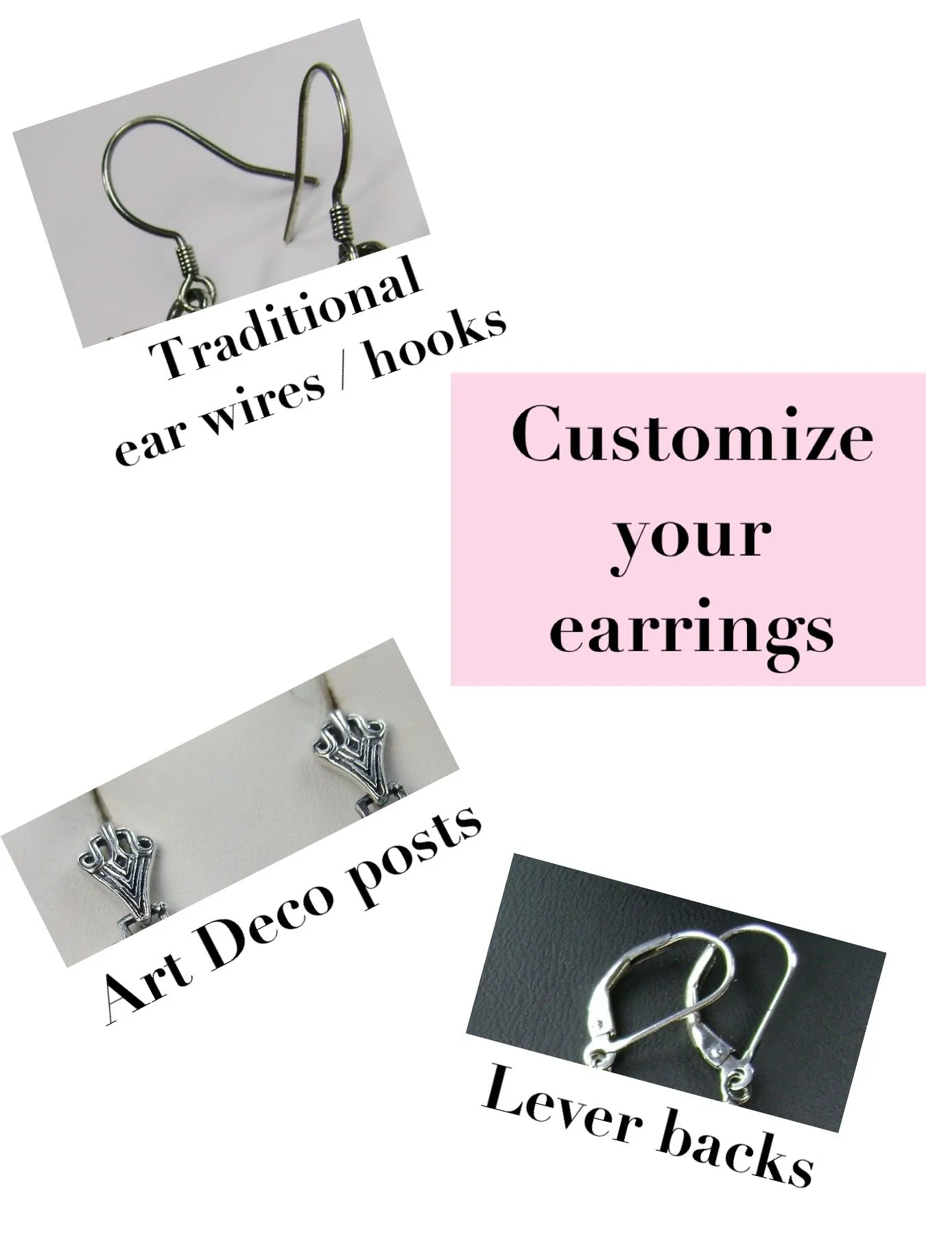 White Cubic Zirconia (CZ) Earrings, Art Deco Jewelry #E19