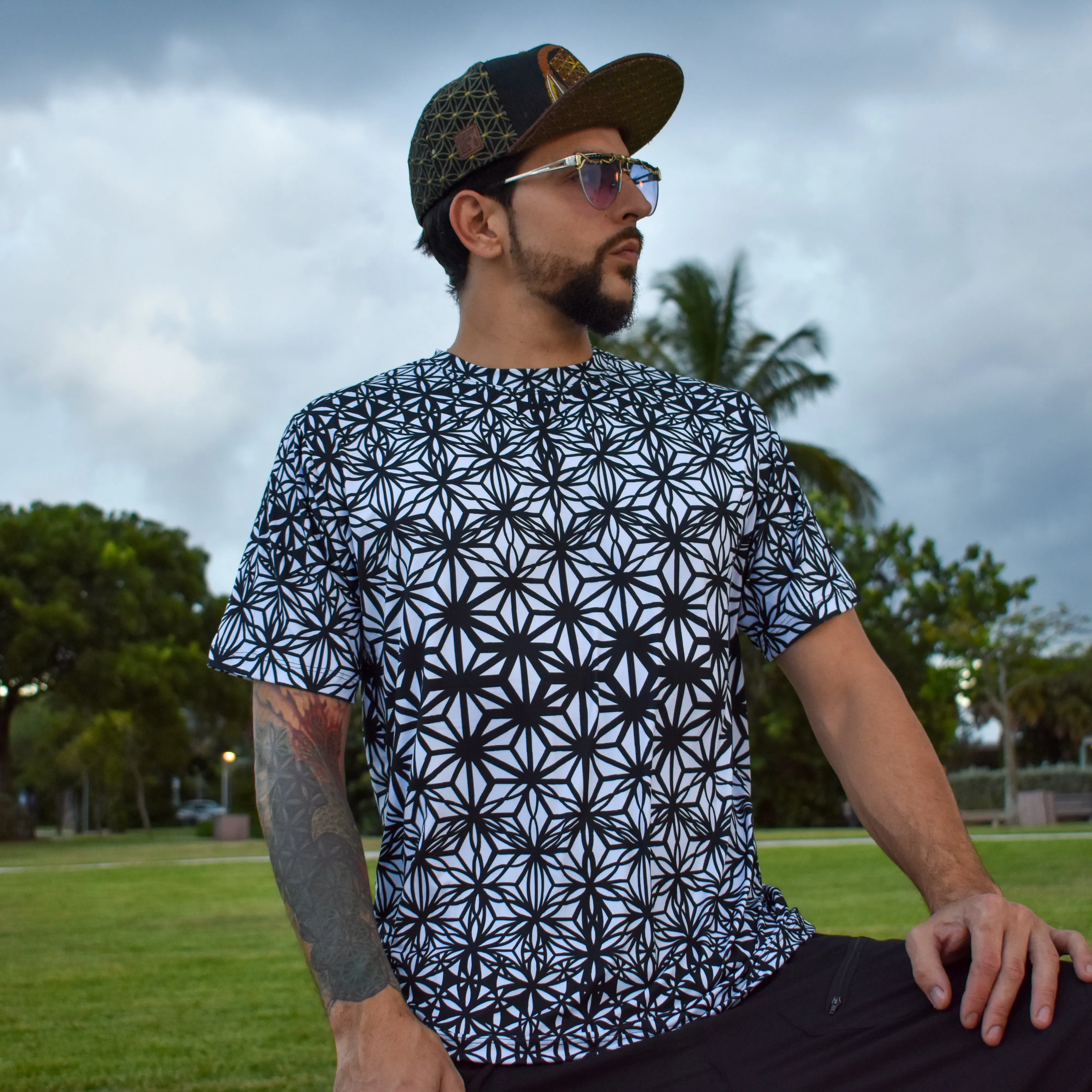 White Fractal Flowers T-shirt