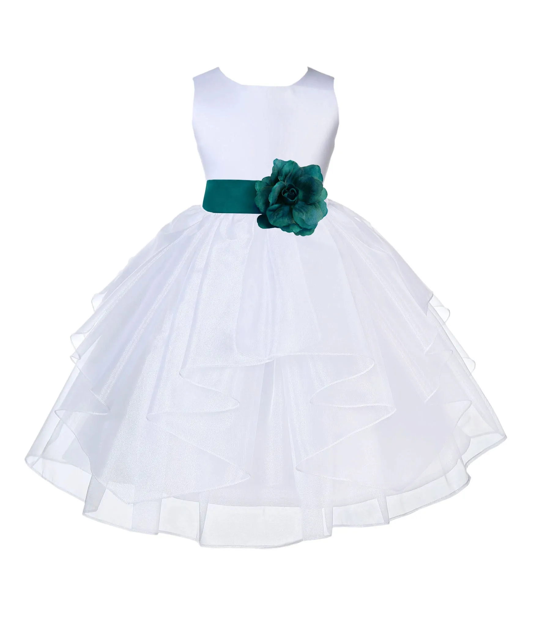 White Shimmering Organza Flower Girl Dress Wedding Junior Bridesmaid Pageant Special Events 4613S(3)
