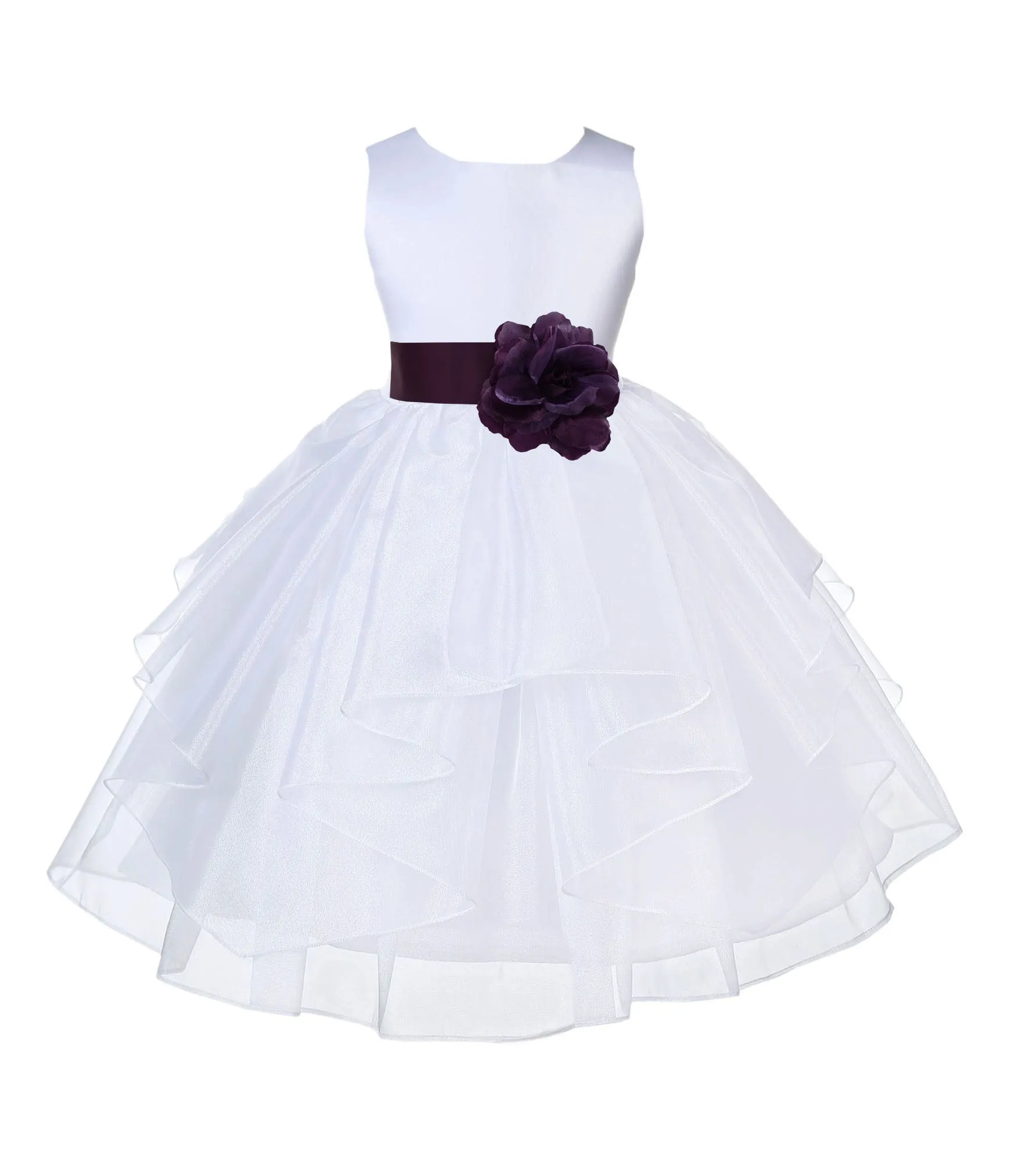 White Shimmering Organza Flower Girl Dress Wedding Junior Bridesmaid Pageant Special Events 4613S(3)