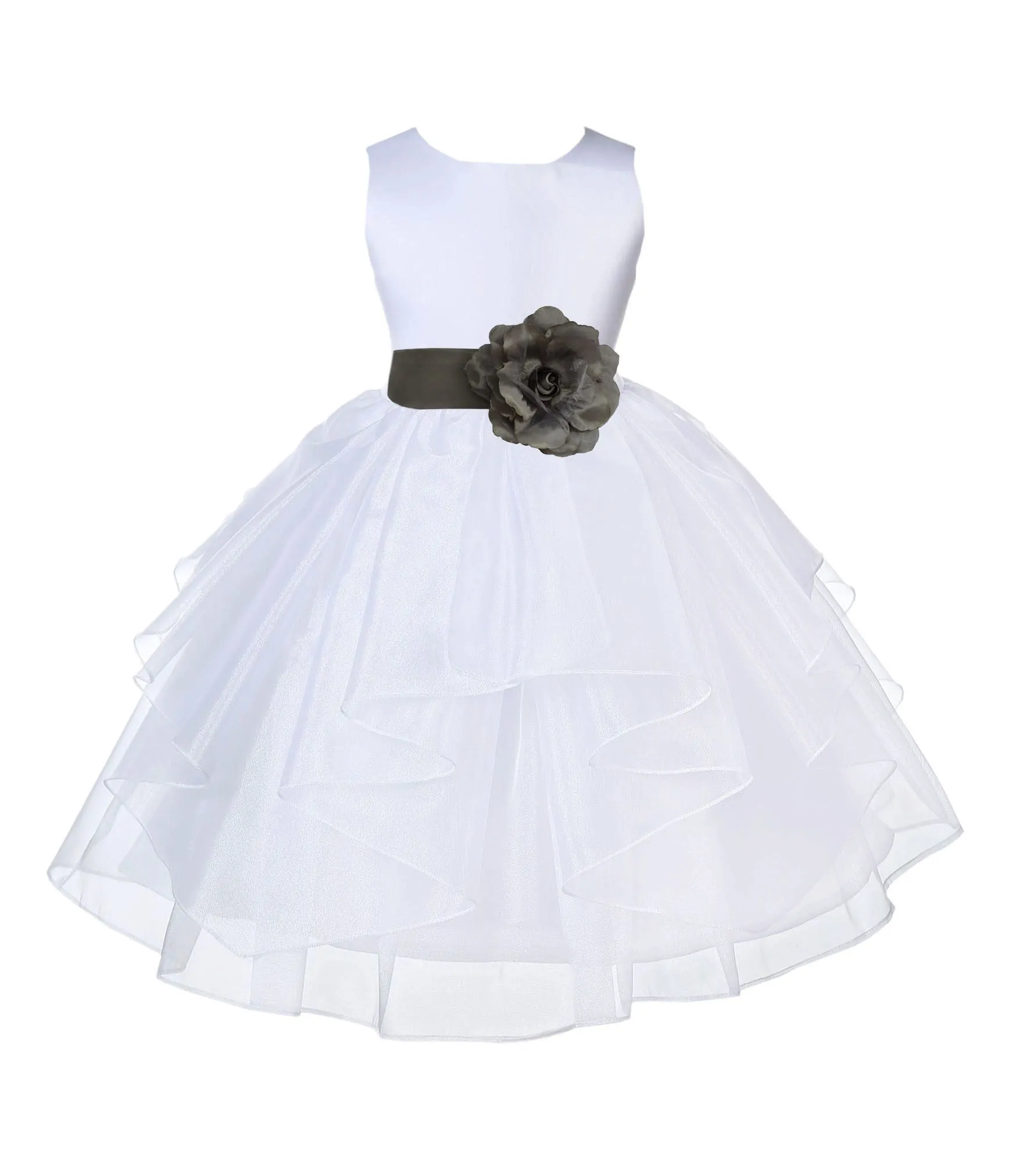 White Shimmering Organza Flower Girl Dress Wedding Junior Bridesmaid Pageant Special Events 4613S(3)