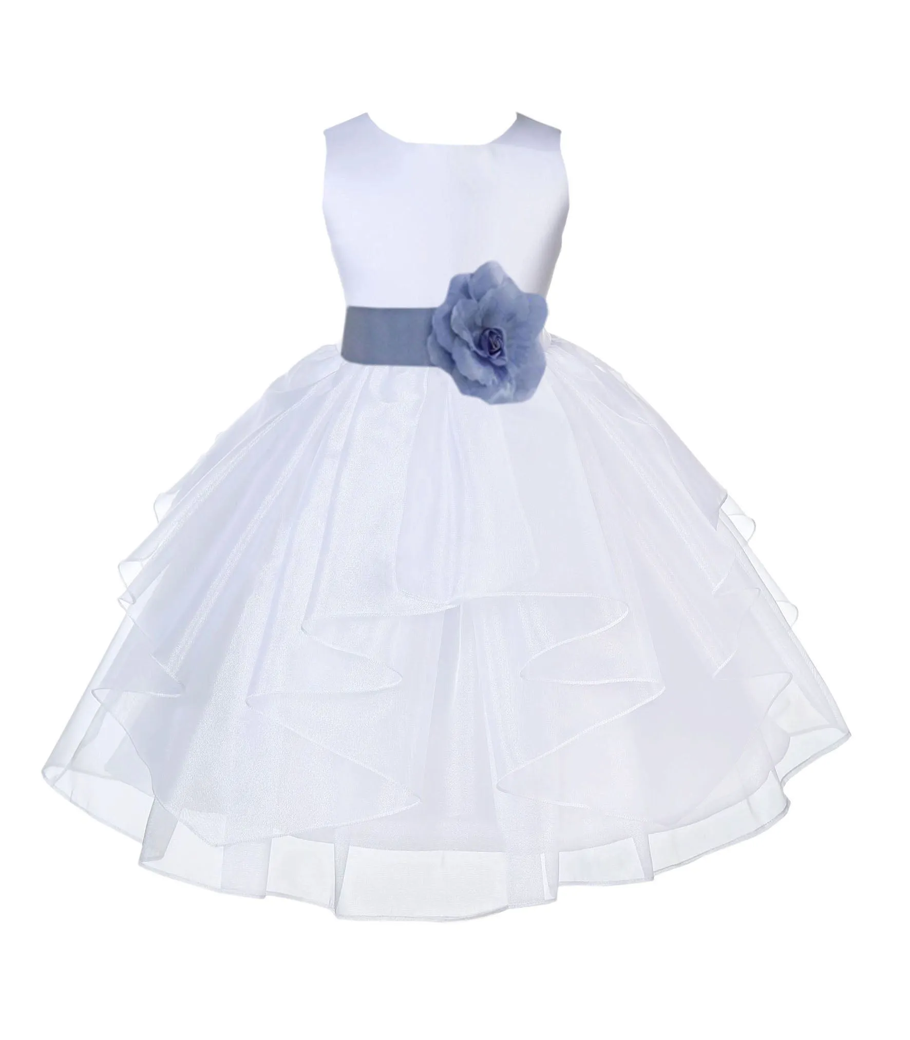 White Shimmering Organza Flower Girl Dress Wedding Junior Bridesmaid Pageant Special Events 4613S(3)