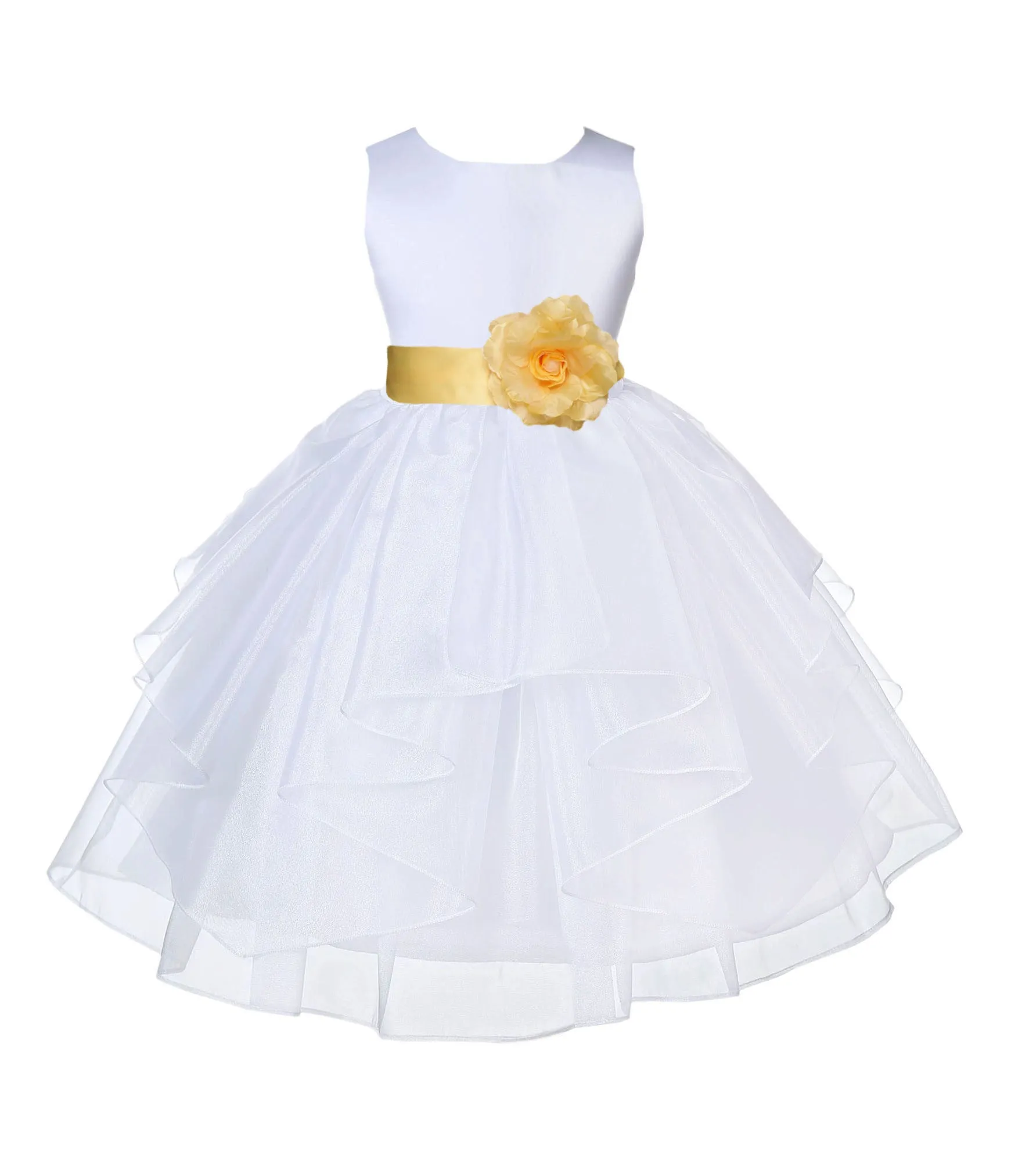 White Shimmering Organza Flower Girl Dress Wedding Junior Bridesmaid Pageant Special Events 4613S(3)