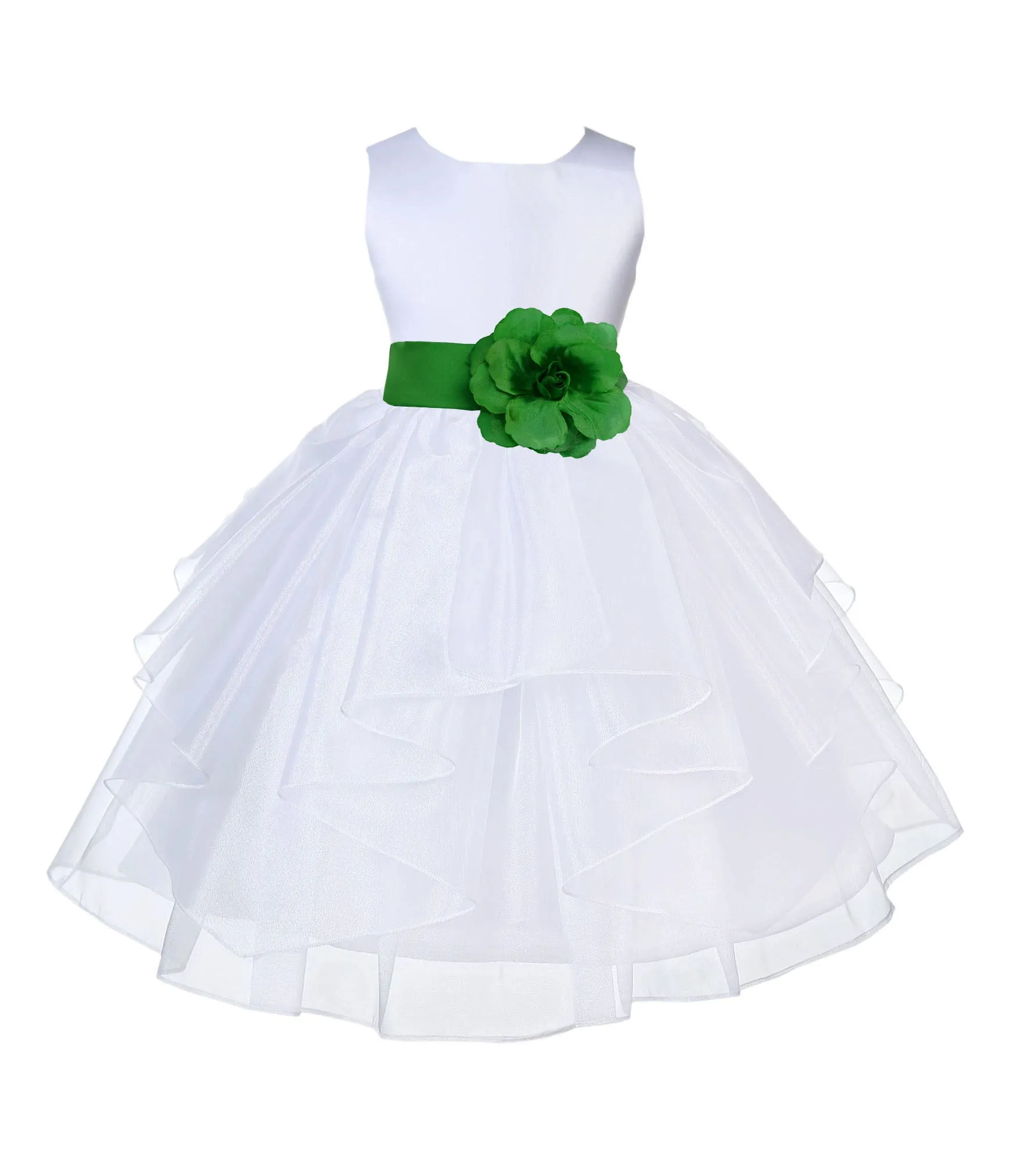 White Shimmering Organza Flower Girl Dress Wedding Junior Bridesmaid Pageant Special Events 4613S(3)