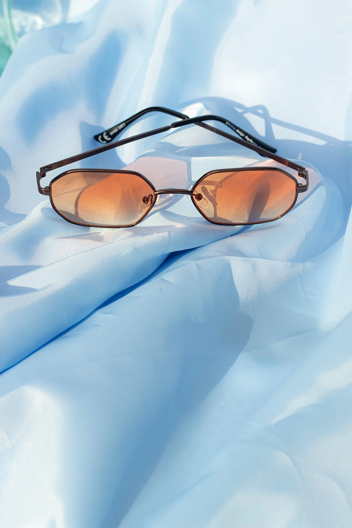 Wide Hexagonal Square Metal Frame Sunglasses