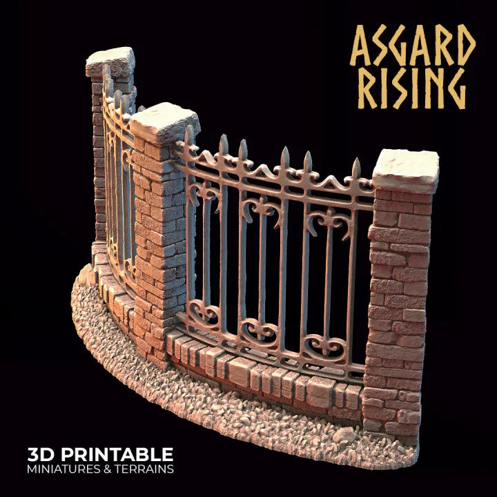 Wrought Iron Fence with Gate Set A