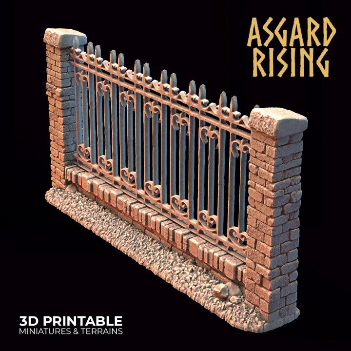 Wrought Iron Fence with Gate Set A