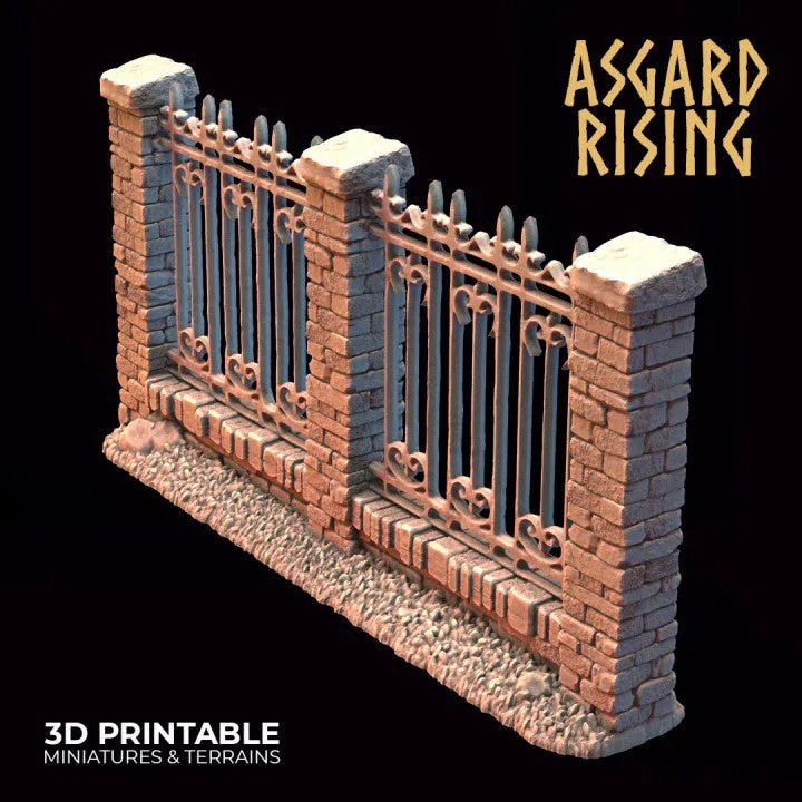 Wrought Iron Fence with Gate Set A