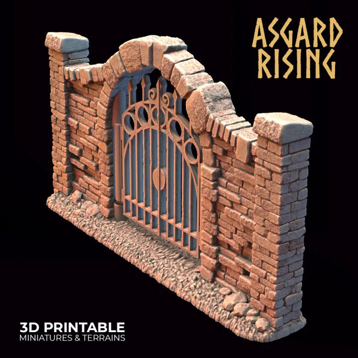 Wrought Iron Fence with Gate Set A