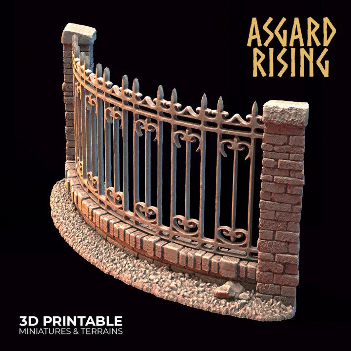 Wrought Iron Fence with Gate Set A