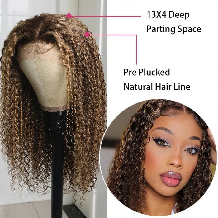 Xtrend Blonde Curly 13x4 Lace Front Human Hair Wigs Pre Plucked with Baby Hair Brazilian Remy Hair Colored Wig 150% Density