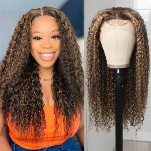 Xtrend Blonde Curly 13x4 Lace Front Human Hair Wigs Pre Plucked with Baby Hair Brazilian Remy Hair Colored Wig 150% Density
