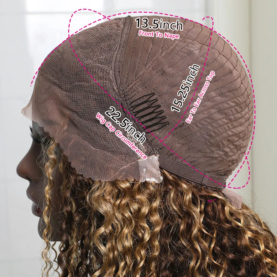 Xtrend Blonde Curly 13x4 Lace Front Human Hair Wigs Pre Plucked with Baby Hair Brazilian Remy Hair Colored Wig 150% Density