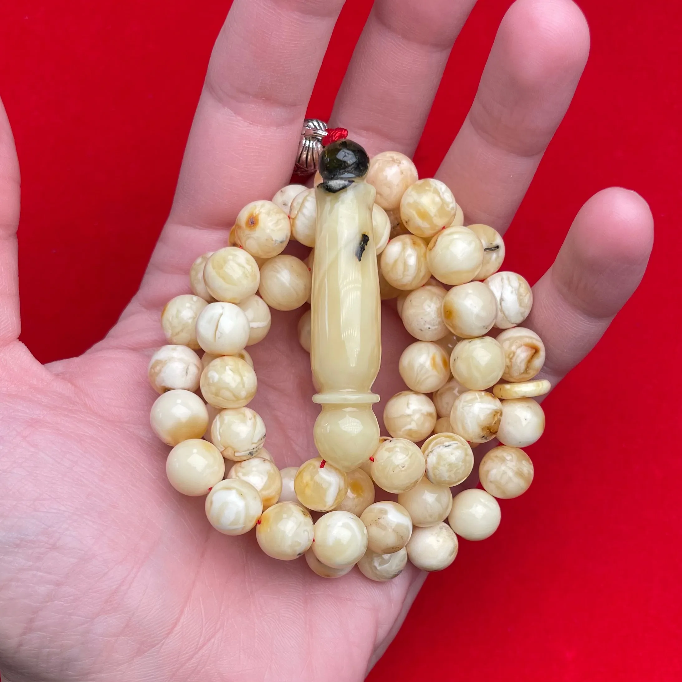 YELLOW/WHITE AMBER MISBAHA 10,4mm 47,7g