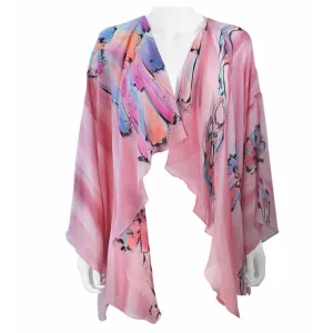 YOLANDA LORENTE Pink Hand Painted Silk Drape Jacket