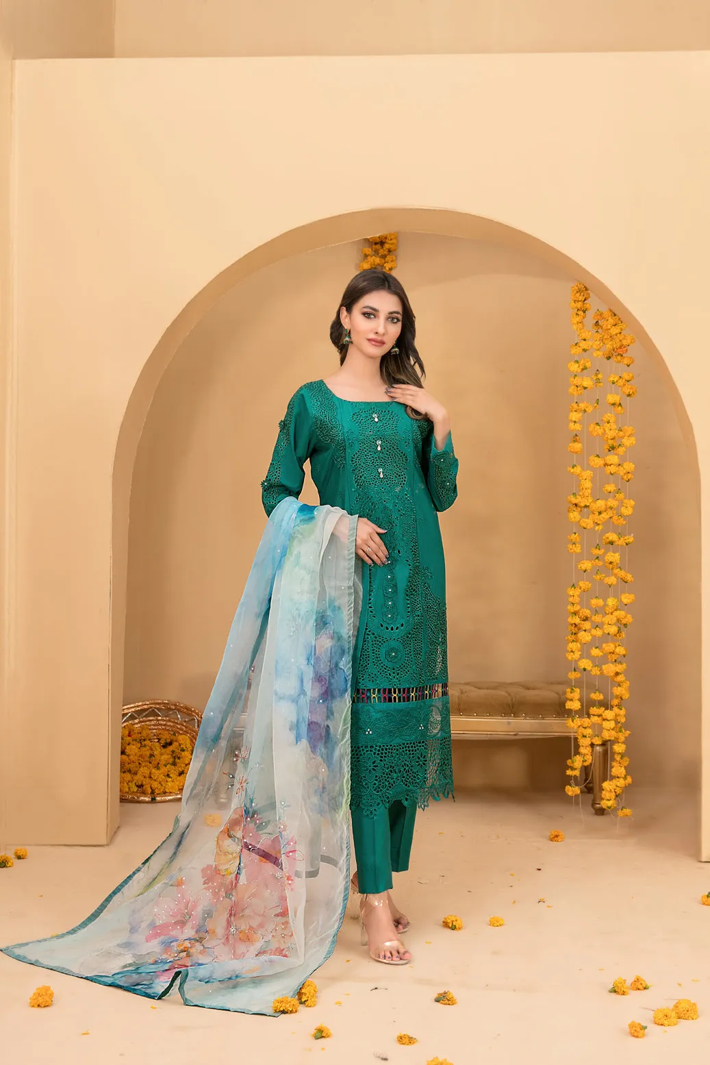 ZALA by Tawakkal Fabrics 3 Pc Semi-Stitched Collection - D-2592